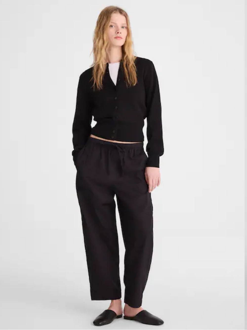 Madewell Pull-On Barrel-Leg Utility Pants in Poplin - Jet Black